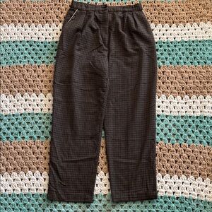 Vintage Brown Black Glen Plaid Wool Trousers High Waist Pants Womans sz Medium